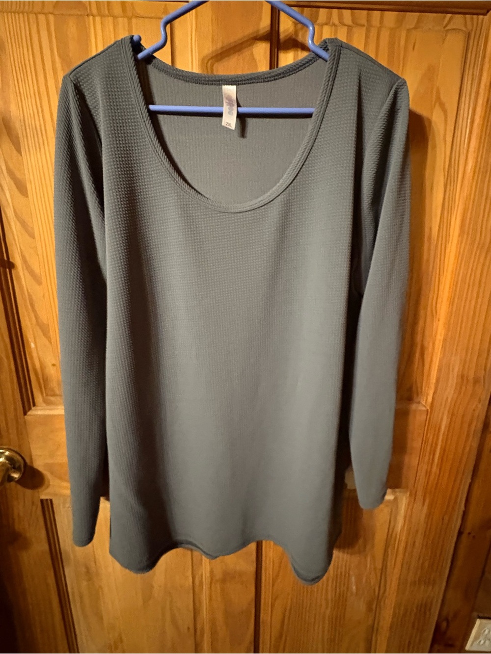 LuLaRoe Olive Green Waffle Knit Long Sleeve Scoop Neck